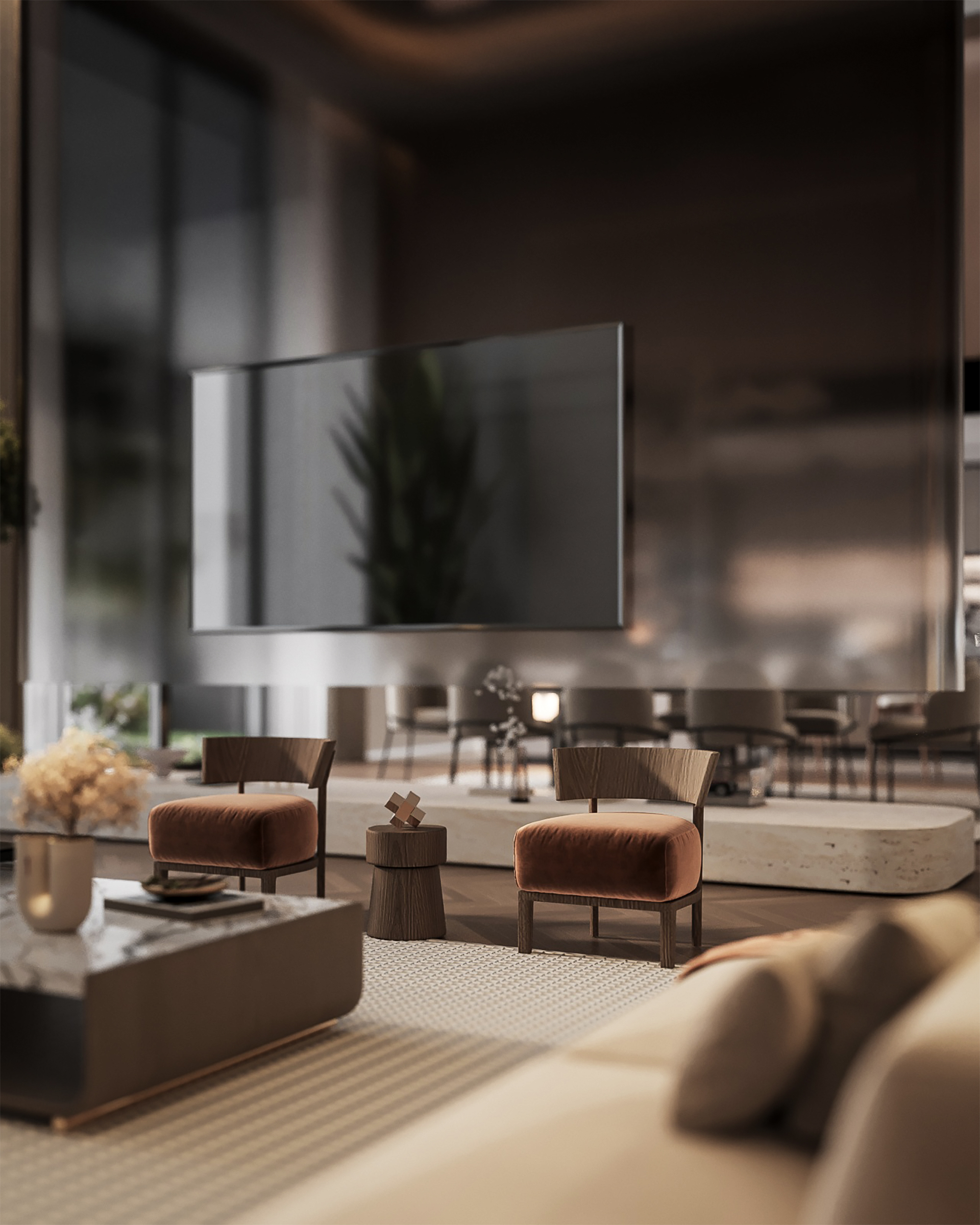 Elegant living and dining space