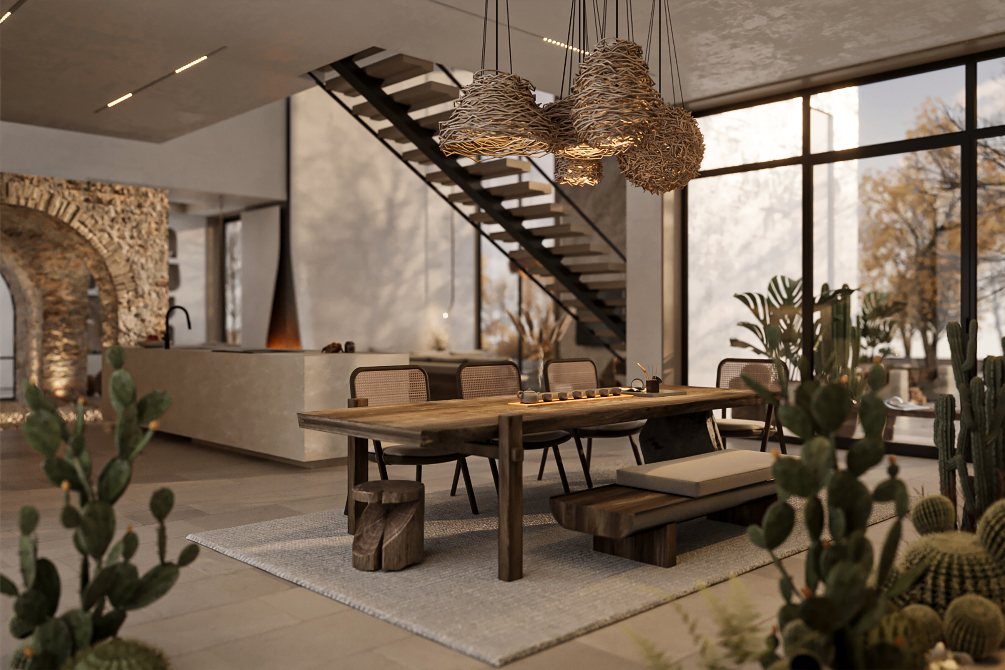 Luxury chalet house design in Dubai by Sisterly Interior featuring rustic charm, natural materials, and modern elegant interiors.