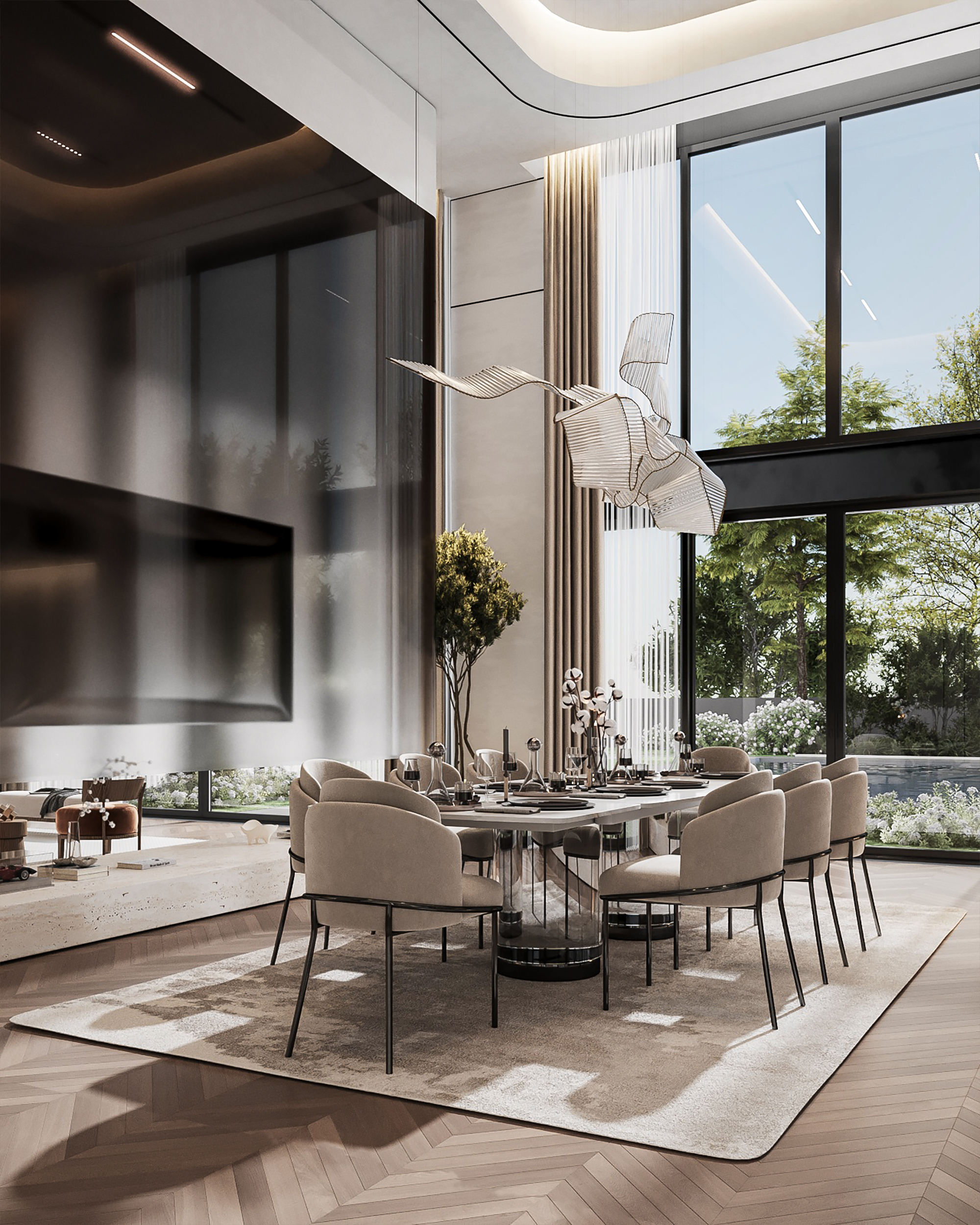 Elegant living and dining space