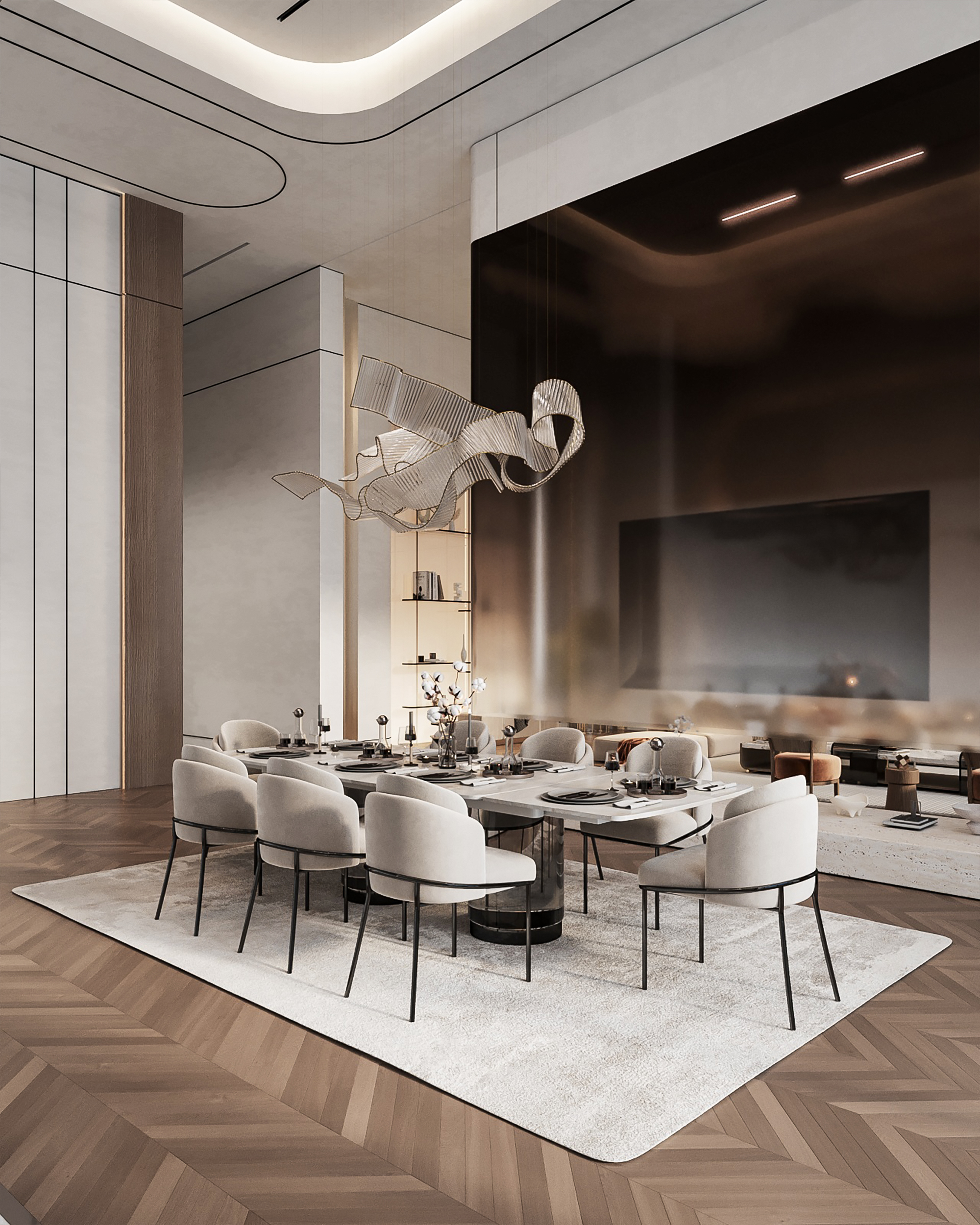 Elegant living and dining space