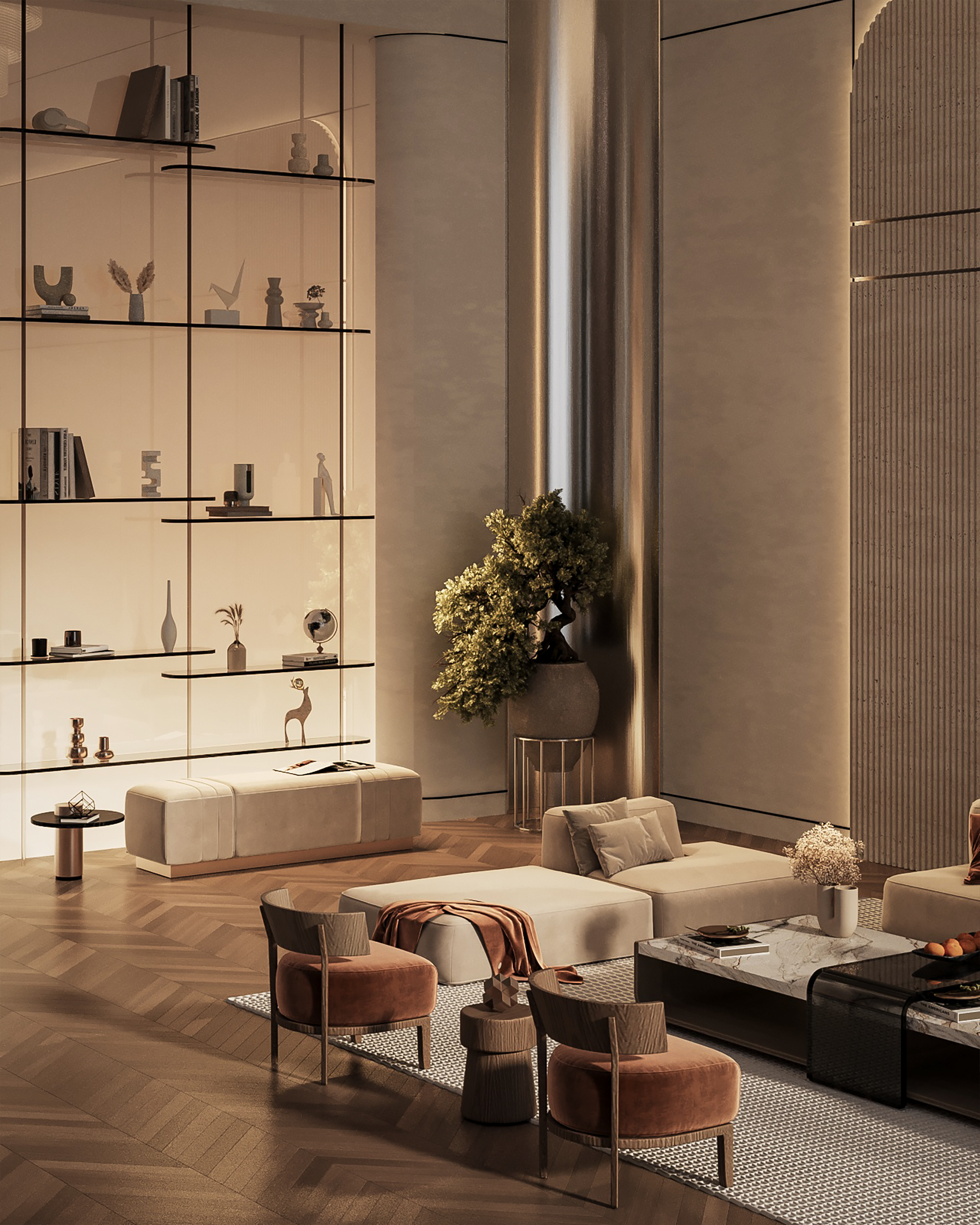 Elegant living and dining space