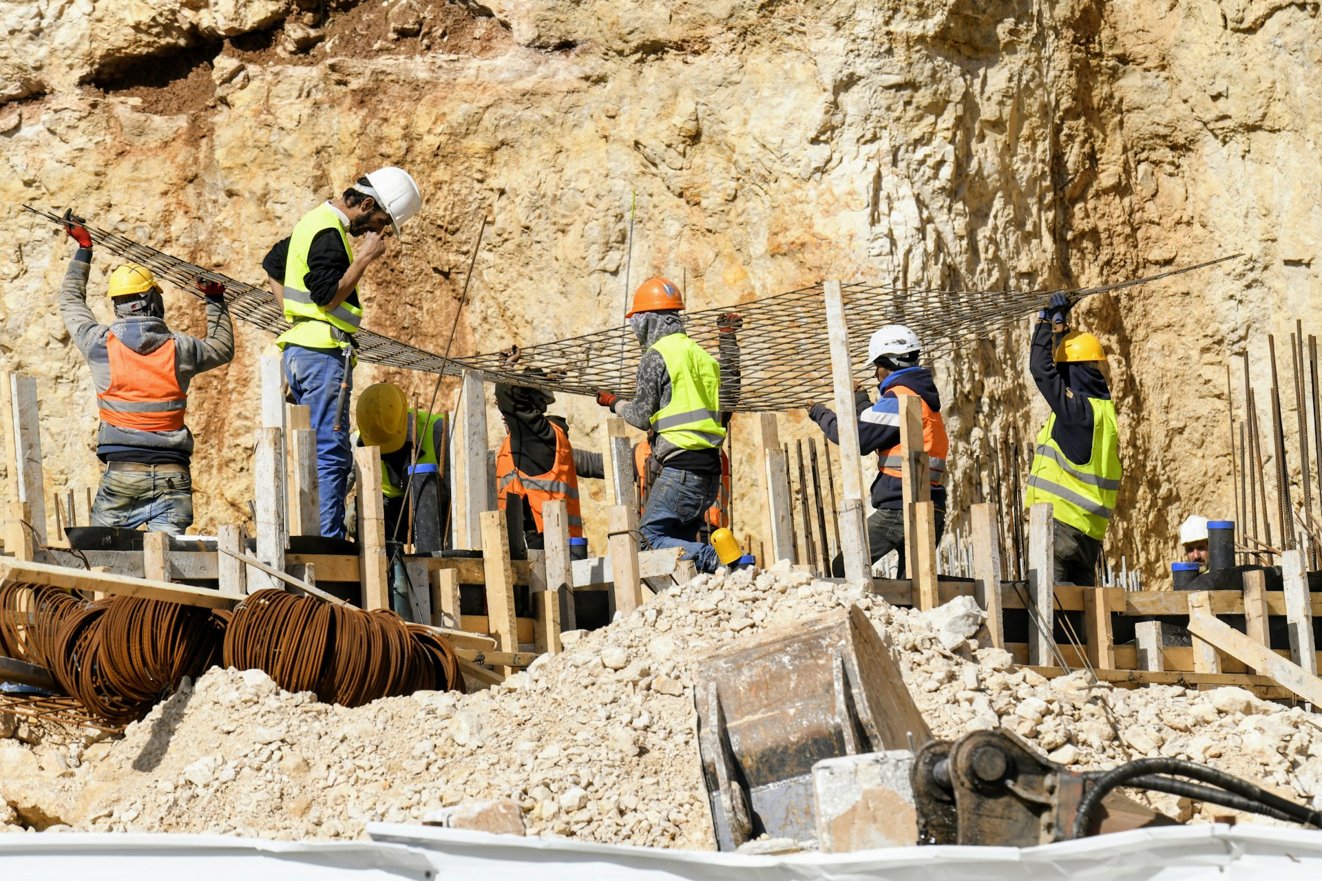 Construction team on site during an interior fit out contractor Dubai project