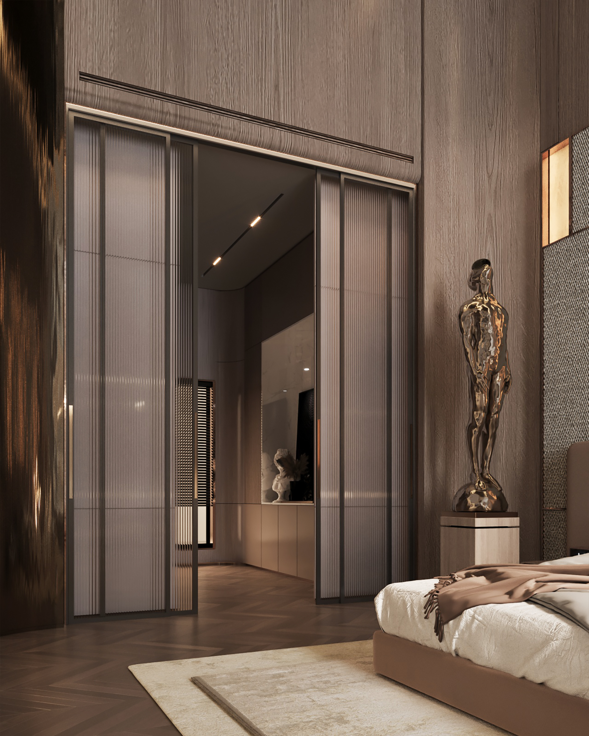 Discover luxury master bedroom design in Dubai with bespoke furniture, premium materials, and elegant interiors by Sisterly Interior.