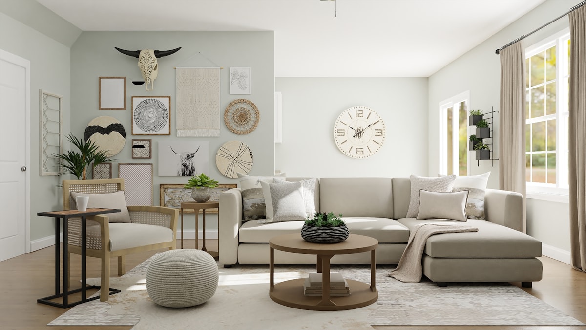 Interior decoration Dubai living room with layered decor and curated gallery wall