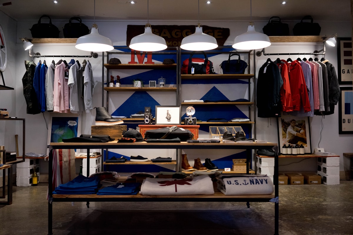 Retail interior design Dubai luxury boutique store with warm lighting and minimal display